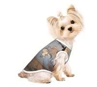 Suéteres personalizados para perros pequeños y medianos, diseños únicos, forro polar de poliéster suave, perfectos para recuperación de cirugías y uso diario, mapa del mundo M
