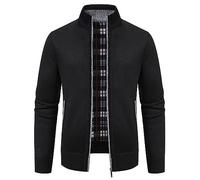 Suéteres tipo cárdigan para hombre, con cremallera completa, manga larga, para entrenamiento, Negro, XX-Large