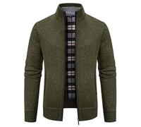 Suéteres tipo cárdigan para hombre, con cremallera completa, manga larga, para entrenamiento, Verdeoscuro, XX-Large