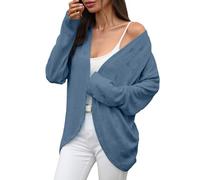 Suéteres tipo cárdigan para mujer, para otoño e invierno, holgados, informales, de manga larga, con botones, azul marino, XL