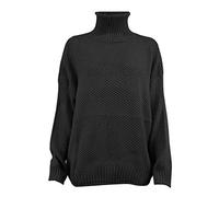 Suéteres y jerséis de cuello alto para mujer, tallas grandes, camisetas de manga larga, suéteres de punto para salir del Reino Unido, suéteres de otoño, Negro, 3XL