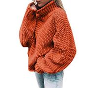 Suéteres y jerséis de cuello alto para mujer, tallas grandes, camisetas de manga larga, suéteres de punto para salir del Reino Unido, suéteres de otoño, naranja, 3XL