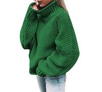 Suéteres y jerséis de cuello alto para mujer, tallas grandes, camisetas de manga larga, suéteres de punto para salir del Reino Unido, suéteres de otoño, verde, 3XL
