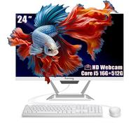 suevery PC de escritorio todo en uno FHD de 24 pulgadas, Core i5 de 16 GB de RAM, 512 GB SSD, computadora de 23.8 pulgadas 1080P para escritorio, cámara web WiFi 6 HDMI HD, AIO compacta para el hogar