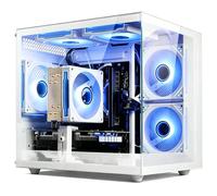 suevery PC para juegos de torre preconstruida, Ryzen 7 5700X (8 núcleos/16 hilos, hasta 4.6 GHz), RTX 3050 6GB, 16 GB DDR4 RAM, 512 GB NVMe SSD, WiFi6, edición 4K, transmisión/realidad virtual