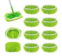 Suevut 10 Piezas para Swiffer Mopa Recambios Kit,25,4x11,5cm para Swiffer Sweeper Mop Fregona Recambio Reutilizables Húmedo y Seco, para Limpieza de Suelos Duros