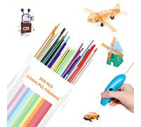Suevut 300 recambios de bolígrafo 3D Doodler, filamento 3D PCL de 2,5 mm, filamento de pluma 3D de 10 colores, pluma 3D de baja temperatura de impresión, material de impresión flexible para obras de