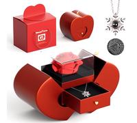 Suewidfay Rosa Eterna Regalo para Ella, Rosa Regalo con Te Quiero Collar para Mujer Esposa Novia Mama En Cumpleaños, Aniversario, San Valentin, Dia De La Madre, Navidad (Rojo)