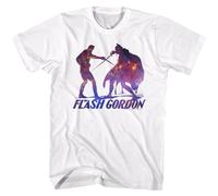 SUFFPXXYU Flash Gordon 80's Movie Ming & Flash Silhouette Fight Men's T ShirtWhiteXXL