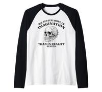 Sufrimos más en la imaginación: Cita de sabiduría estoica de Séneca Camiseta Manga Raglan