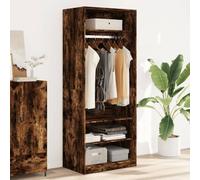 Sufrk Armario de roble ahumado, 80 x 50 x 200 cm, de madera multicapa - Armario multiusos, mueble auxiliar, armario para zapatos, armario escobero