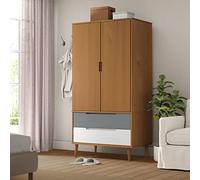 Sufrk Armario Molde marrón 90 x 55 x 175 cm de madera maciza de pino, armario multiusos, mueble multifunción escobero con 2 puertas