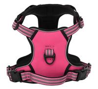 Sufrk Arnés para perros con tiras reflectantes ajustable rosa L, arnés para perro, transpirable, ajustable, cómodo, para perros pequeños, medianos y grandes, ideal para entrenar a los paseos
