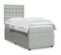 Sufrk Cama Box Spring con colchón Bed Frame Cama con colchon somier Mueble Cama Estructura Cama Terciopelo Gris Claro 100x200 cm - 3292274