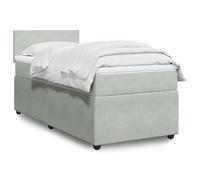 Sufrk Cama Box Spring con colchón Bed Frame Cama con colchon somier Mueble Cama Estructura Cama Terciopelo Gris Claro 90x190 cm - 3287632