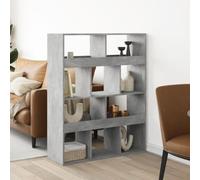 Sufrk Divisor de habitación gris cemento 100 x 33 x 125,5 cm de aglomerado, estante, estantería, divisor para habitación, organizador independiente con cubos, estilo moderno, para salón, dormitorio