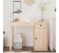 Sufrk Escritorio de 100 x 50 x 75 cm de madera maciza de pino con librería, mesa de trabajo, porta ordenador, estructura y tablero de madera MDF para decorar el hogar, la oficina, el dormitorio