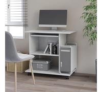 Sufrk Escritorio esquinero blanco 80 x 50 x 75 cm de madera multicapa | Escritorio con librería, mesa de trabajo, porta ordenador, estructura y tablero de madera MDF para decorar el hogar, la oficina