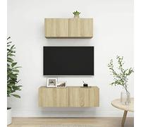Sufrk Juego de 2 gabinetes de TV de madera de roble Sonoma, combinación gratuita, ajustable, estante de almacenamiento, centro de entretenimiento multimedia, mesa consola moderna para sala de estar y