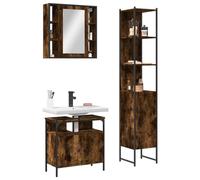 Sufrk Juego de 3 gabinetes de baño de madera de roble ahumado, unidad de almacenamiento de baño, armario de baño independiente para sala de estar, comedor, cocina, estilo moderno
