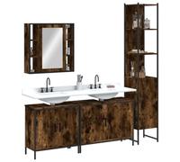 Sufrk Juego de 4 gabinetes de baño de madera de roble ahumado, unidad de almacenamiento de baño, armario de baño independiente para sala de estar, comedor, cocina, estilo moderno