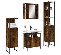 Sufrk Juego de 4 gabinetes de baño de madera de roble ahumado, unidad de almacenamiento de baño, armario de baño independiente para sala de estar, comedor, cocina, estilo moderno