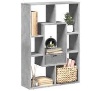 Sufrk Librería gris cemento 63 x 20 x 90 cm de aglomerado - Estantería, divisor para habitación, organizador independiente con cubos, estilo moderno, para salón, dormitorio, oficina