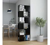 Sufrk Librería/separador negro 60 x 24 x 186 cm de aglomerado - Estantería, divisor para habitación, organizador independiente con cubos, estilo moderno, para salón, dormitorio, oficina