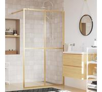 Sufrk Mampara Puerta Ducha Vidrio Transparente ESG Dorado 140x195 cm Panel Revestimiento Ducha