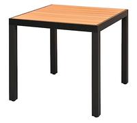 Sufrk Mesa de jardín marrón de 80 x 80 x 74 cm, aluminio y WPC, mesa de centro para exteriores, mesa de jardín, perfecta para balcón, picnic, patio trasero y patio, fácil montaje