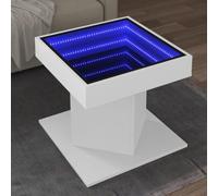Sufrk Mesita de salón con LED blanco 50 x 50 x 45 cm madera multicapa, mesa de salón, mesa de café con patas un estante, mesa de café, mesas bajas modernas, decoración del hogar