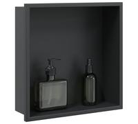 Sufrk Nicho de ducha de acero inoxidable negro mate, 32 x 32 x 9 cm, hueco para estante de habitación húmeda, almacenamiento impermeable, fácil instalación para mejoras del hogar, renovación de baño