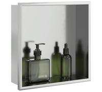 Sufrk Nicho para ducha plateado cepillado, 32 x 32 x 9 cm, de acero inoxidable, nicho de ducha empotrado, nicho de pared, estante nicho para estantes de baño, nichos de baño