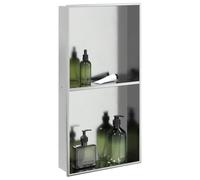 Sufrk Nicho para ducha plateado cepillado, 32 x 62 x 9 cm, de acero inoxidable, nicho de ducha empotrado, nicho de pared, estante nicho para estantes de baño, nichos de baño