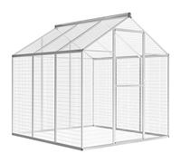 Sufrk Pajarera de jardín de aluminio 183 x 178 x 194 cm, valla para animales con lona de cobertura, valla de acero con puertas para gallinas y conejos
