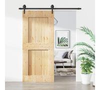 Sufrk Puerta corredera con herrajes Puerta corredera herrajes Puertas correderas Puerta corredera Madera Madera Maciza de Pino 90x210 cm - 3203206