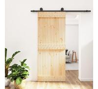 Sufrk Puerta corredera con herrajes Puerta corredera herrajes Puertas correderas Puerta corredera Madera Madera Maciza de Pino 85x210 cm - 3203048