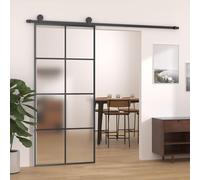 Sufrk Puerta corredera con Set herrajes Puerta corredera herrajes Puertas correderas Puerta corredera Madera Vidrio ESG Aluminio 90x205 cm - 3152141