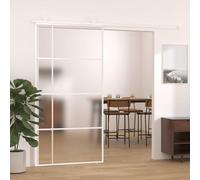 Sufrk Puerta corredera de cristal ESG y aluminio, 102,5 x 205 cm, blanca, interior esmerilado para baño, cocina o estudio