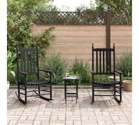 Sufrk Sillas mecedoras sentadas curvas, 2 unidades, color negro, madera maciza álamo, mecedora, tumbona relajante, tumbona