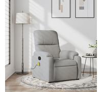Sufrk Sillón reclinable de masaje gris claro de tela de microfibra - Sillón relax eléctrico, reclinable en la cama y asiento ergonómico de tela para muebles de salón, salón y salón