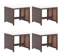 Sufrk Taburetes de jardín de 4 unidades con cojines de ratán sintético marrón, apilables para bar, restaurante, casa o jardín