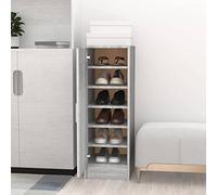 Sufrk Zapatero gris Sonoma, 32 x 35 x 92 cm, de madera multicapa - Zapatero de madera, doble profundidad, tamaño compacto, ahorra espacio