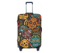 Sugar and Skulls - Funda protectora para maleta, elástica, lavable, antiarañazos, ajuste de 45,7 a 81,3 cm, White, S
