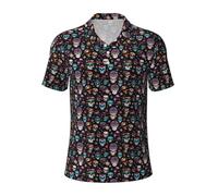 Sugar and Skulls - Polos versátiles con estampado de calaveras, transpirables, cómodos, de manga corta, casual, ropa de verano, Negro -, 3XL