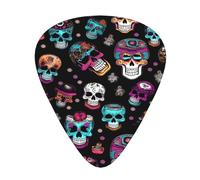 Sugar and Skulls Style - Púa de guitarra con estampado de calaveras, paquete de 12, incluye calibres finos, medianos y pesados, adecuados para guitarra, ukelele