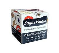Sugar Coated Kit de cera de azúcar orgánica para depilación de cuerpo completo, depilación suave y no dañina con tiras, en casa para todo tipo de piel, cera natural para piernas, cara y bikini, 250 g