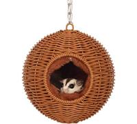 Sugar Glider - Nido esférico tejido para todas las estaciones, cama de animales pequeños, hamaca colgante, ajuste cómodo, ardilla, deslizador de azúcar, jerbo, rata, hámster, pájaro, loro (marrón)