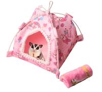 Sugar Glider - Tienda de campaña con manta para hámster, cama para dormir, hámster, escondite, hamster, cabaña, cama para hámster, tienda de campaña de lona de felpa para ratas, cobayas, hurones (rosa