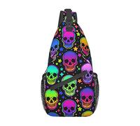 Sugar Rose Skull Sling Bag Crossbody Mochila Senderismo Viajes Daypack Chest Bag Bolso de Hombro Ligero para Mujeres Hombres